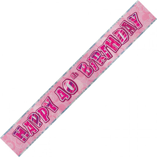 (image for) Happy 40th Birthday Pink Foil Banner (3.6m)